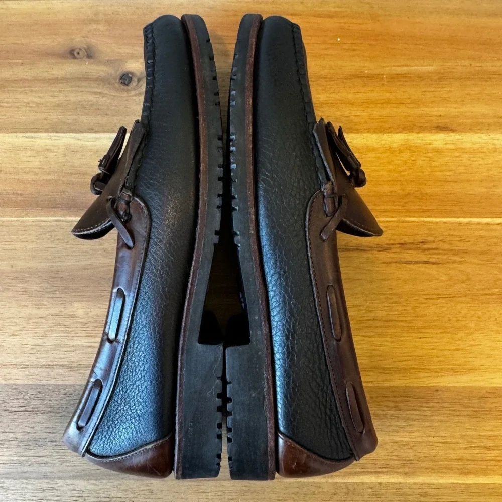 Allen‎ Edmonds Nashua Men 10.5 D Brown Black Leather Kiltie Tassel Loafers 42250